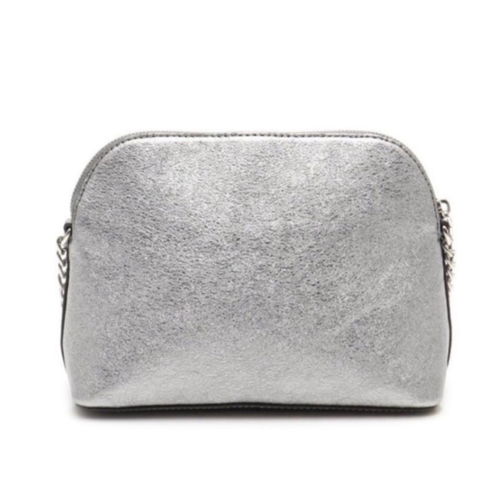 Authentic Michael Kors Pale Jet Set Silver Saffiano Leather Large Dome Crossbody - Picture 2 of 11